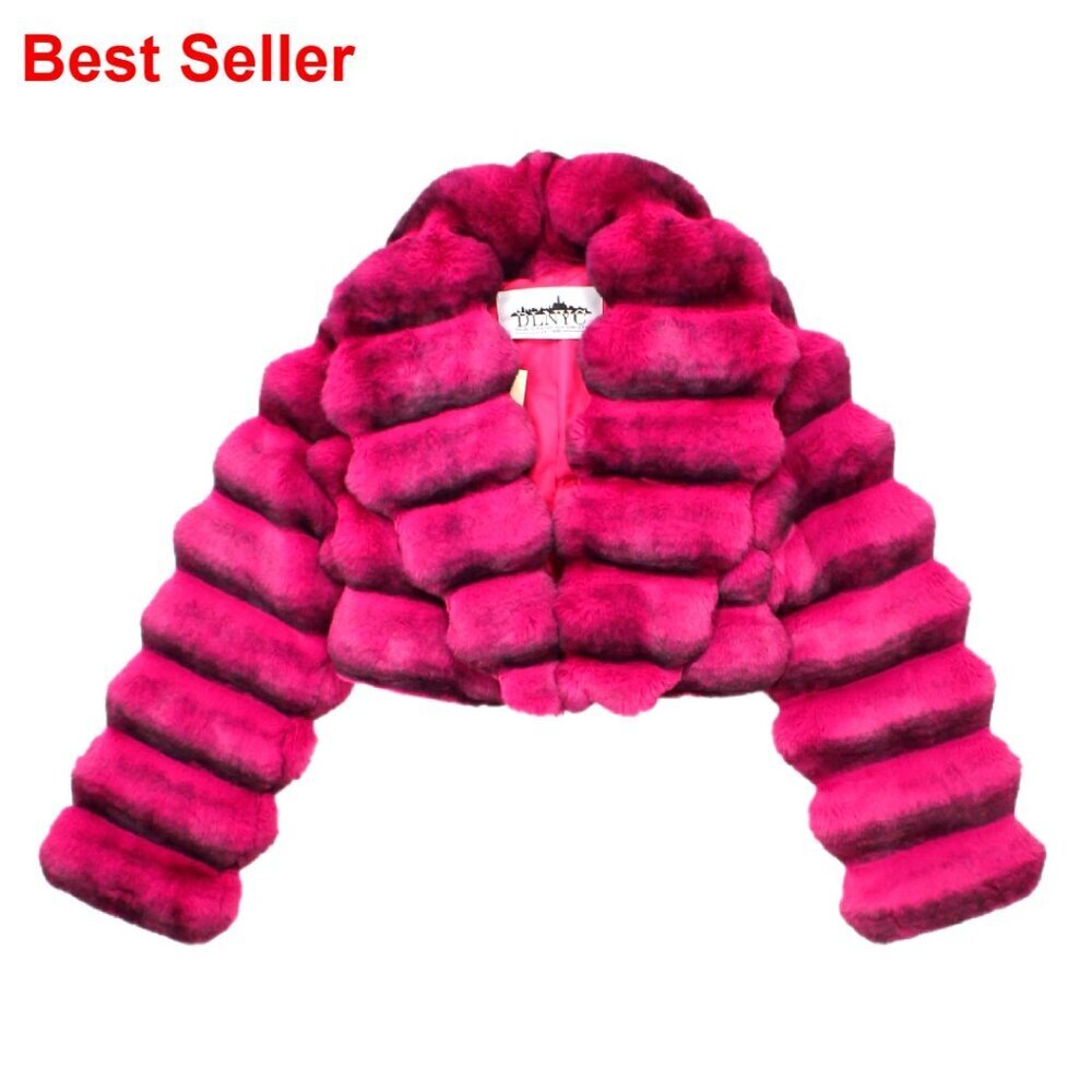 Cropped Puffer Style Faux Fur Jacket, Women's Winter Outerwear